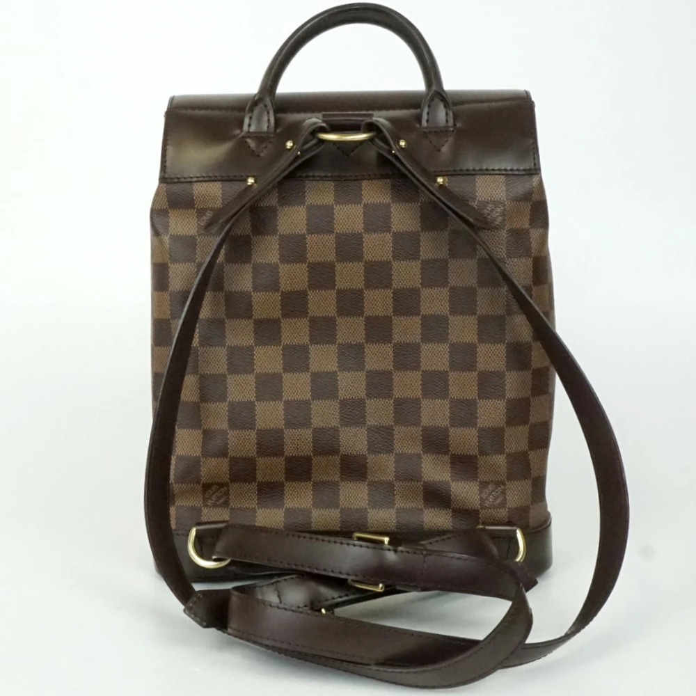 LOUIS VUITTON Soho Damier Ebene Brown Canvas Brown Backpack Daypack Bag